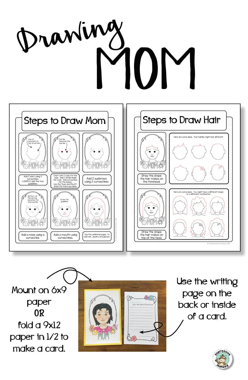 Easy Drawings for Your Teacher Mother S Day Card Drawing Mom Directed Drawing with Choices Art