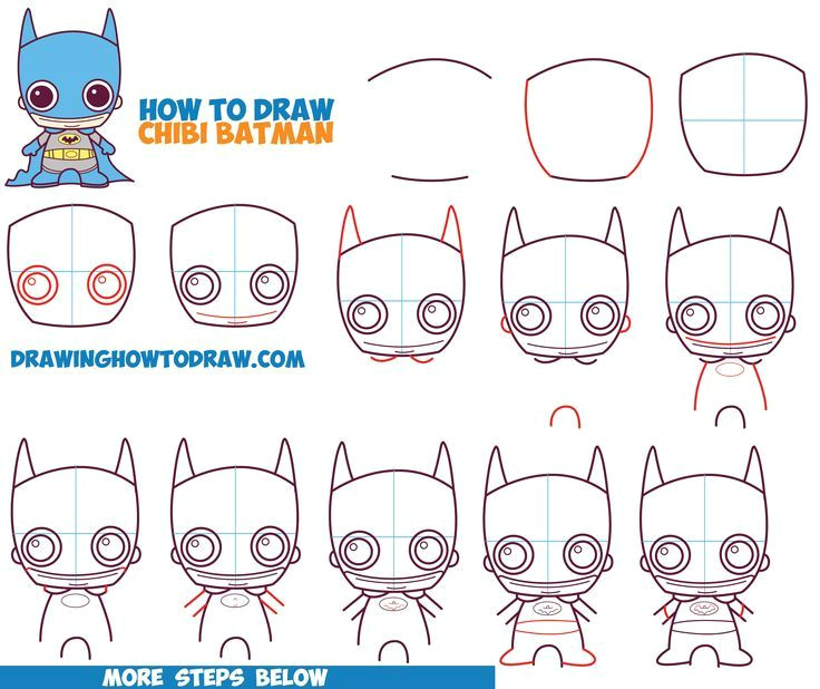 Easy Drawings Glasses How to Draw Cute Chibi Batman From Dc Comics In Easy Step by Step