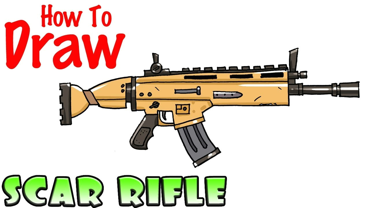 Easy Drawings Guns How to Draw the Scar Rifle fortnite Youtube