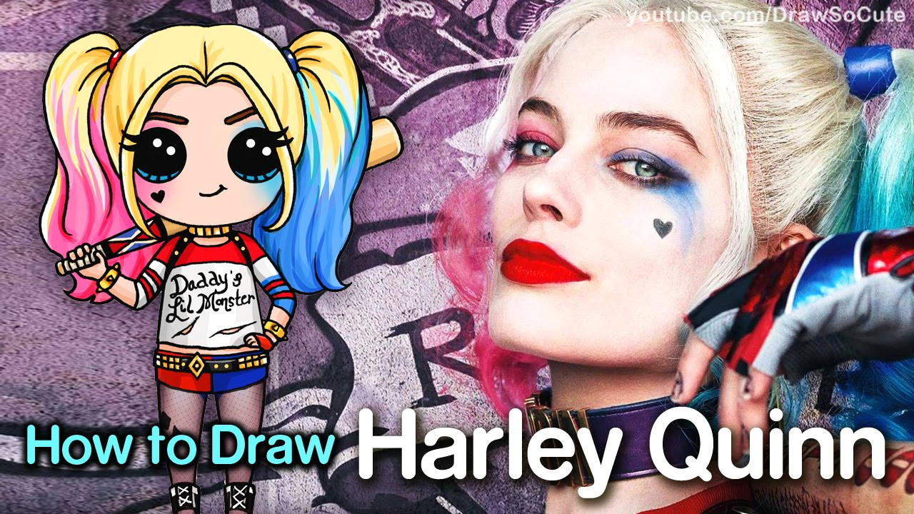 Easy Drawings Harley Quinn How to Draw Suicide Squad Harley Quinn Chibi Youtube