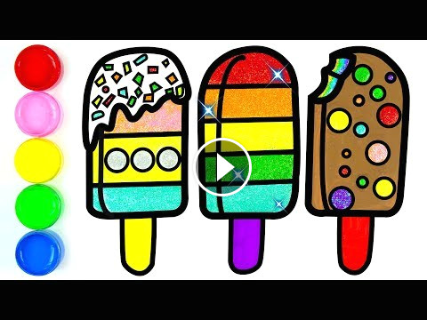 Easy Drawings Ice Cream Glitter Ice Creams Popsicle Drawing Coloring Pages Learn Colors for