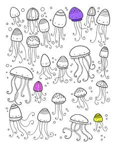 Easy Drawings Jellyfish Lots Of Things to Find and Colour On Holiday Jellyfish D D Dµd D D N