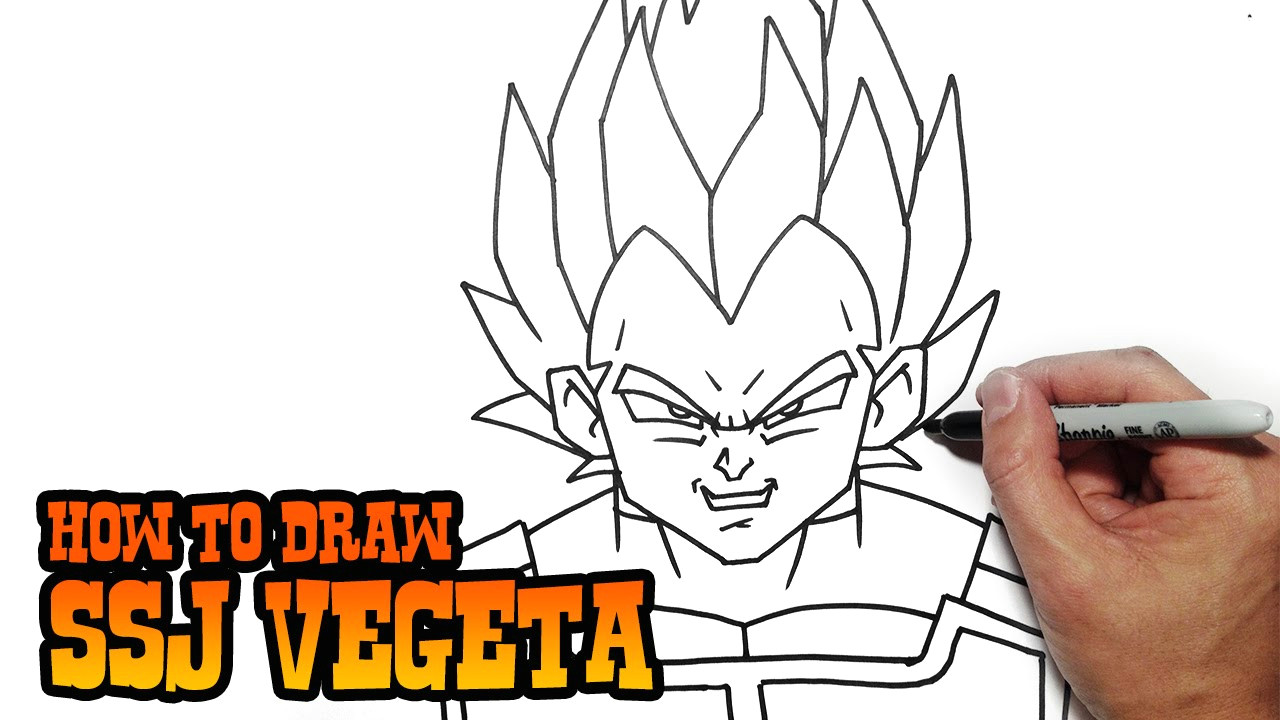 Easy Drawings Of Dragon Ball Z Characters How to Draw Ssj Vegeta Dragon Ball Z Video Lesson Youtube