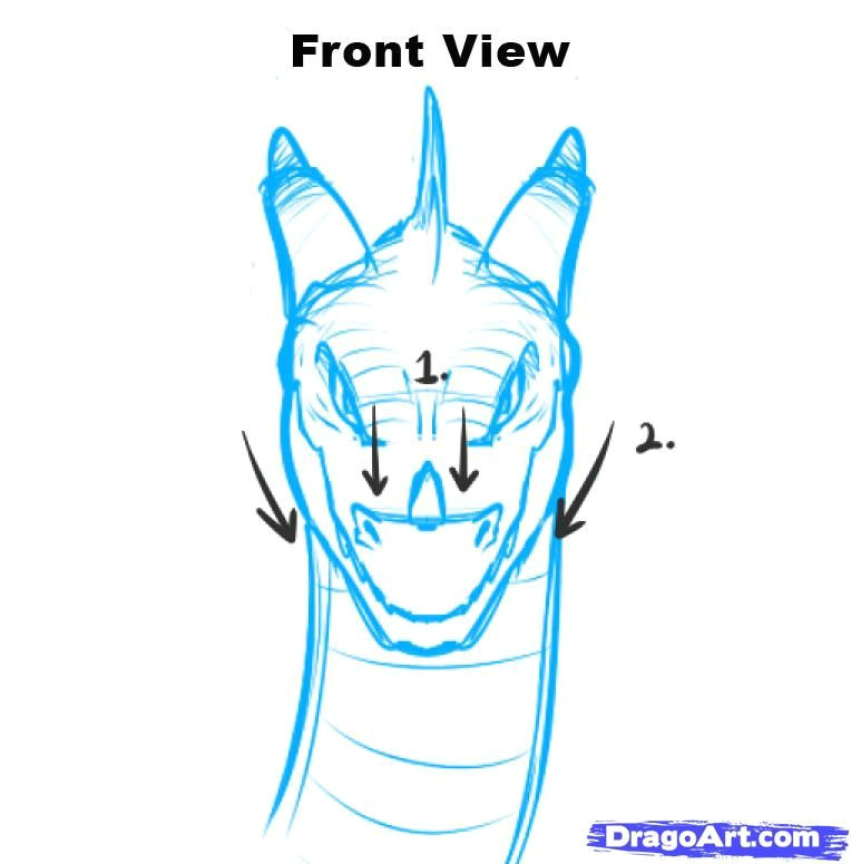 Easy Drawings Of Dragons Heads Dragon Head Drawing Front How to Draw Dragon Heads Step by Step