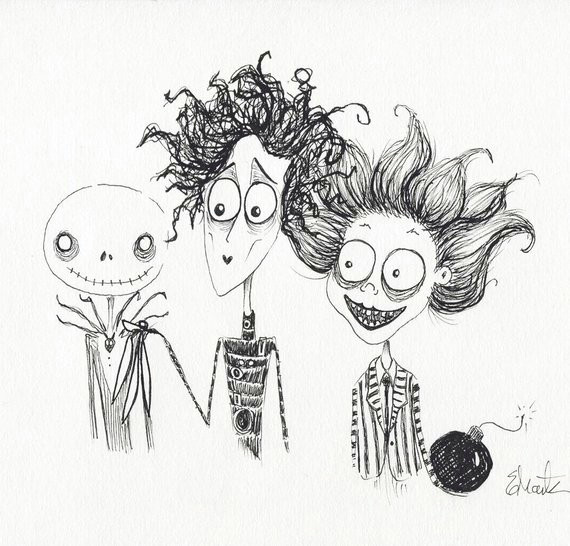 Easy Drawings Of Jack Skellington Tim Burton Tribute original Ink Drawing Jack Skellington