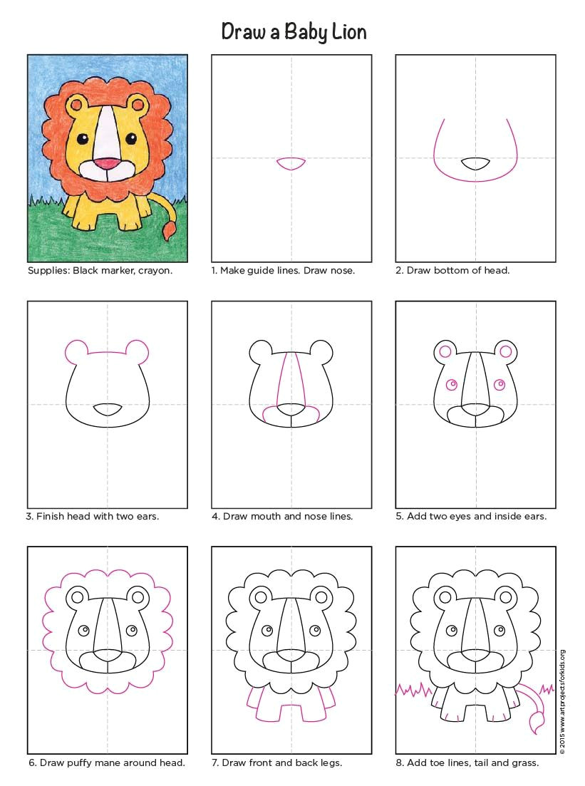 Easy Drawings Of Lion Eyes Draw A Baby Lion Drawings Drawings Art Art Projects