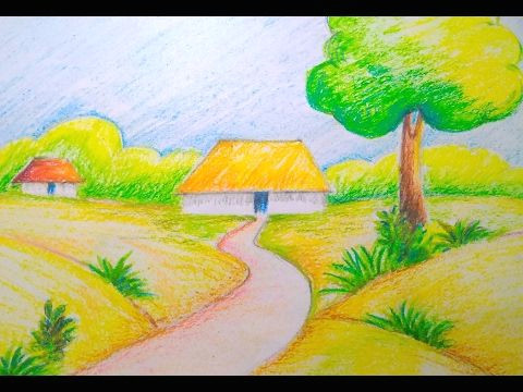 Easy Drawings Of Nature Scenery Beautiful Scenery Drawing Easy Tutorial for Kids Art In 2019
