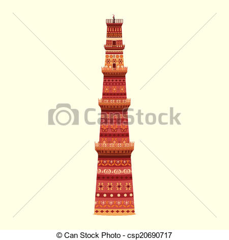Easy Drawings Of Qutub Minar Redagowaa Ilustracja Minar Qutub Wektor Projektowaa Odpoczynek