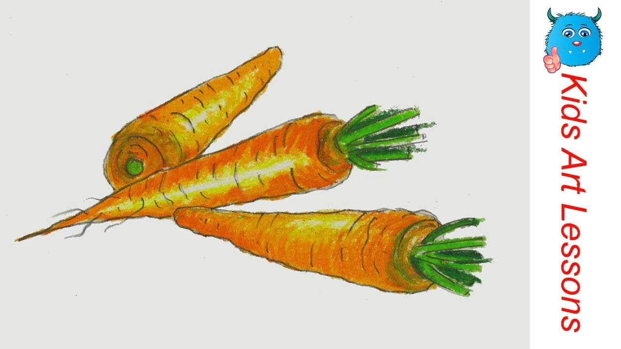 Easy Drawings Of Vegetables How to Draw Carrots Easy Step by Step Vegetables Drawing In Pastel