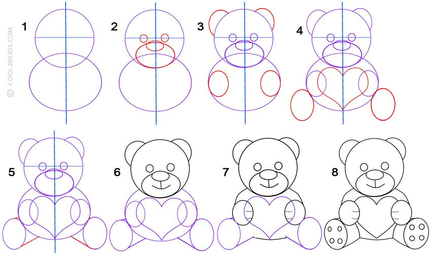 Easy Drawings Of Yoshi How to Draw A Teddy Bear Step by Step Pictures Cool2bkids