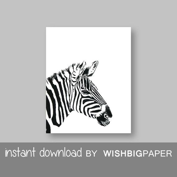 Easy Drawings Of Zebras Sale Zebra Wall Art Print Instant Download Black White Zebra