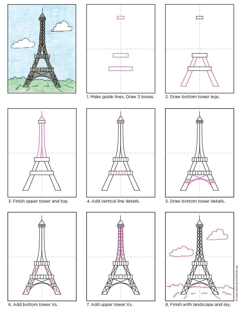 Easy Drawings Pdf How to Draw the Eiffel tower Apfk Tutorials Drawings Art Art