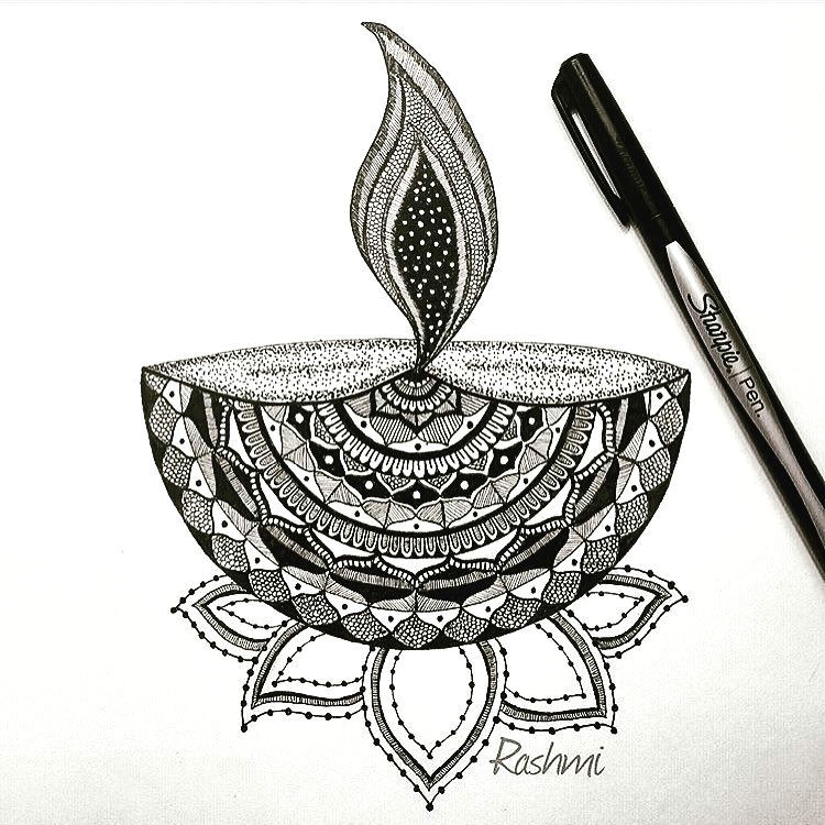 Easy Drawings Related to Diwali Countdown to Diwali Repost Mandala Inspired Deepa A Diya or