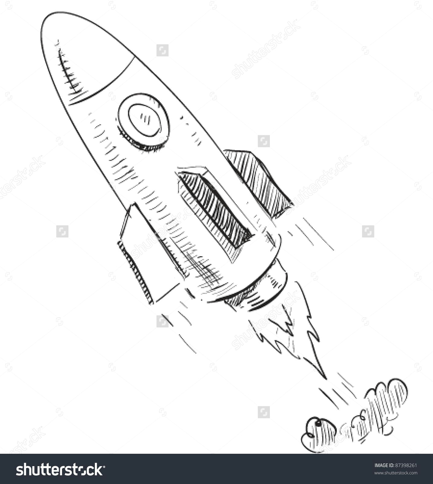 Easy Drawings Rocket Easy to Draw Microscope soaring Rocket Ship Cartoon Icon Sketch Fast