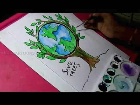 Easy Earth Drawings How to Draw Save Trees and Save Nature Color Drawing for Kids