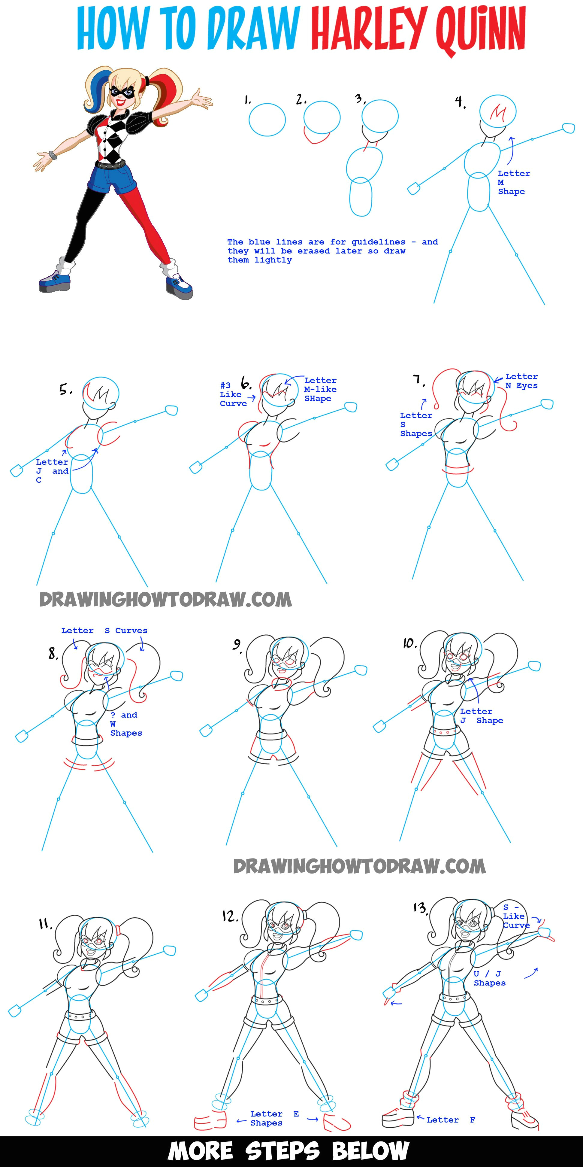 Easy Harley Quinn Drawings Step by Step 40 Best Drawing Comics Images Step by Step Drawing Doodles Drawings