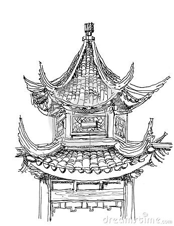 Easy Japanese Drawings Chinese Temple Drawing Illustration In 2019 Drawings Temple
