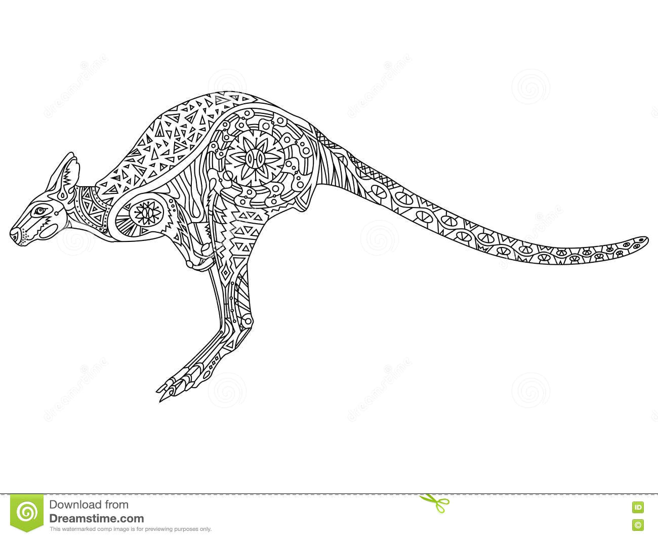 Easy Kangaroo Drawings Kangaroo Coloring Vector for Adults Stock Vector Illustration Of