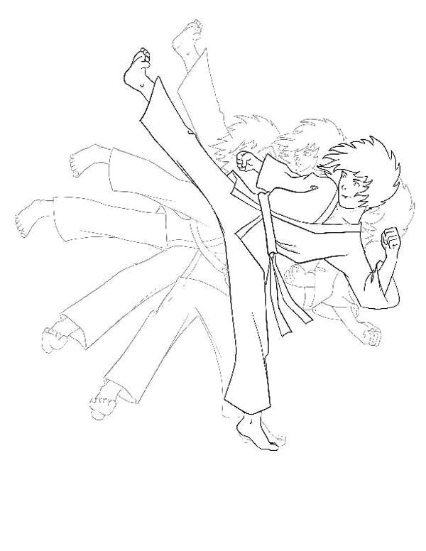 Easy Karate Drawings Karate Kid Shadow Kick Coloring Page Karate Karate Taekwondo