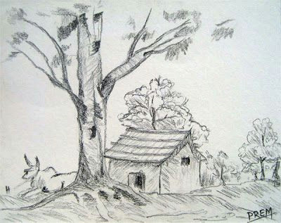 Easy Landscape Drawings Step by Step Simple House Landscape with Trees Dibujo