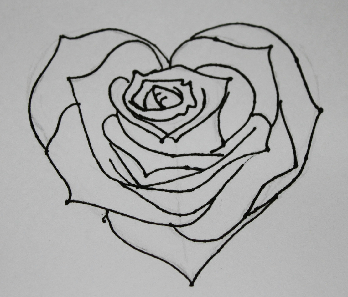 Easy Pencil Drawings Of Roses and Hearts Heart Drawings Dr Odd