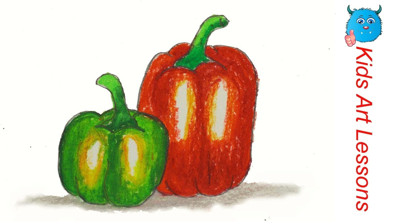 Easy Vegetable Drawings How to Draw Capsicum Bell Pepper Easy Step by Step Vegetables