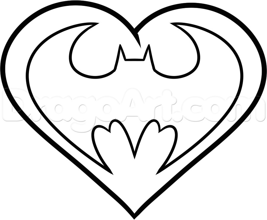 Easy Way Of Drawing A Heart How to Draw A Batman Heart Step 5 Svg Files Pinterest Drawings