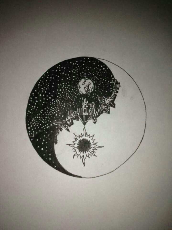 Easy Yin Yang Drawings Ying Yang Night and Day Of City Tattoo T A T T O O S A Tattoos