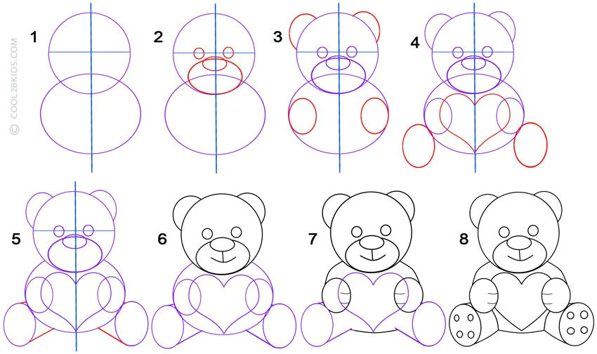 Easy Yoshi Drawings Step by Step How to Draw A Teddy Bear Step by Step Pictures Cool2bkids