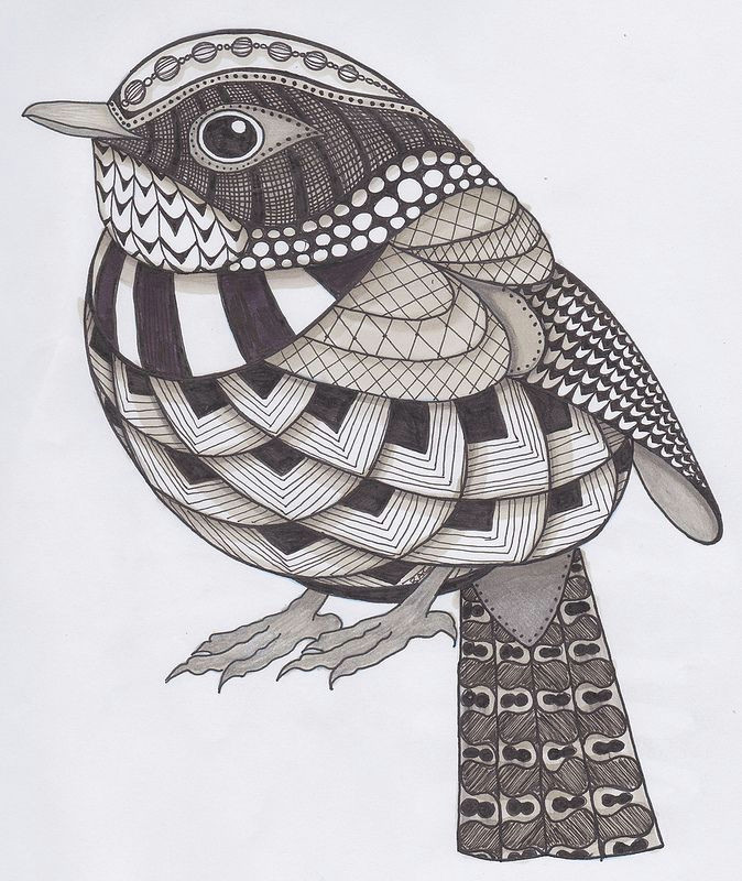 Easy Zen Drawings Ronelles Birdtangle Zentangle Birds Drawings Bird Art