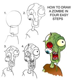 Easy Zombie Drawings How to Draw A Zombie for Kids Step 8 Project Planning Pinterest