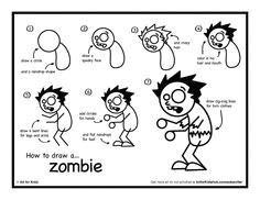 Easy Zombie Drawings How to Draw A Zombie for Kids Step 8 Project Planning Pinterest