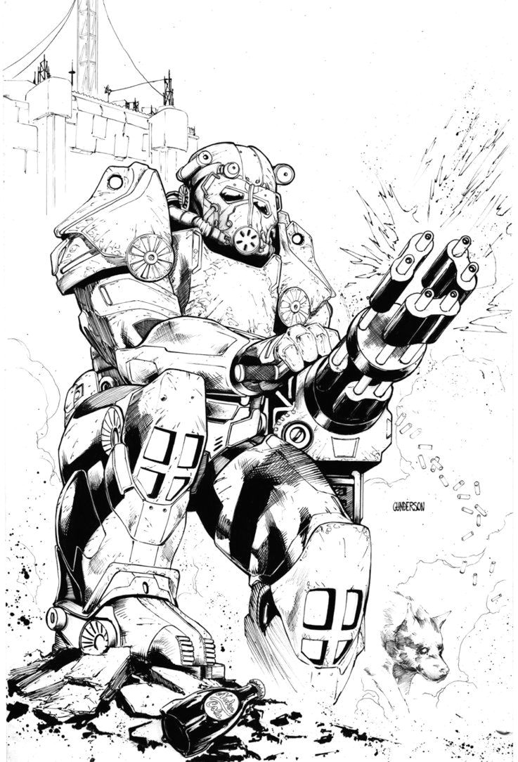 Fallout 4 Drawings Easy Fallout 4 Power Armor Inks by Arciah Fallout Pinterest Fallout