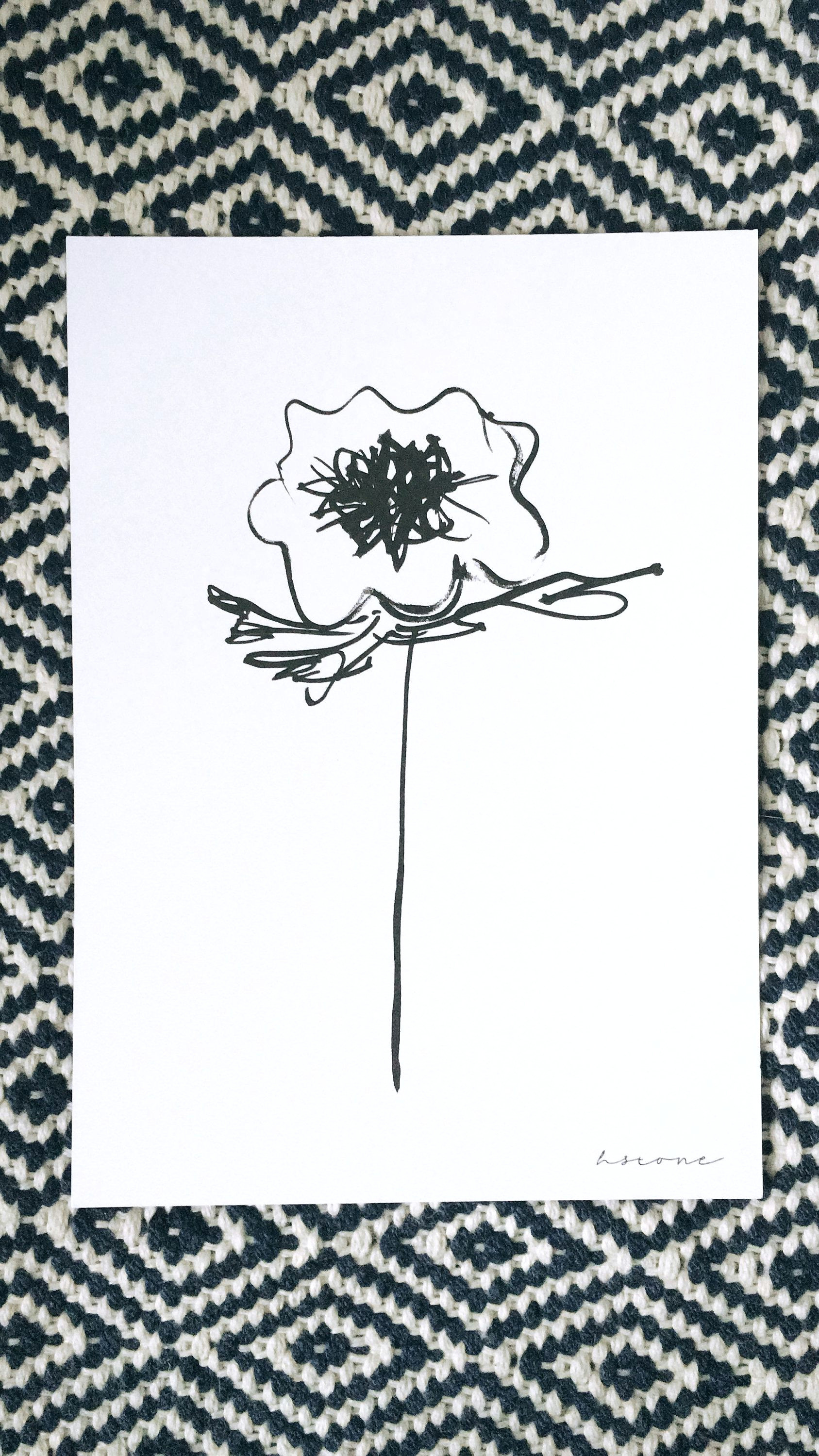 Flowers Drawing Decoration Floral Print Anemone Flower Print Floral Illustration Flower