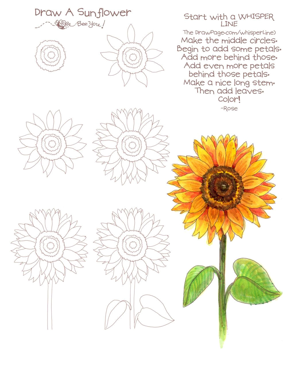 Flowers Garden Drawing Easy Drawing A Sunflower Draw Pages From thedrawpage Com Pinterest