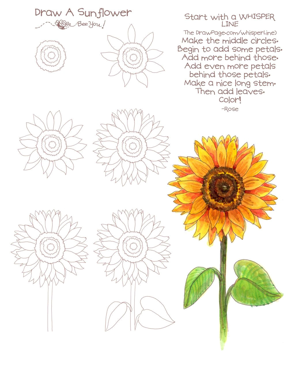 Flowers Garden Drawing Easy Drawing A Sunflower Draw Pages From thedrawpage Com Pinterest