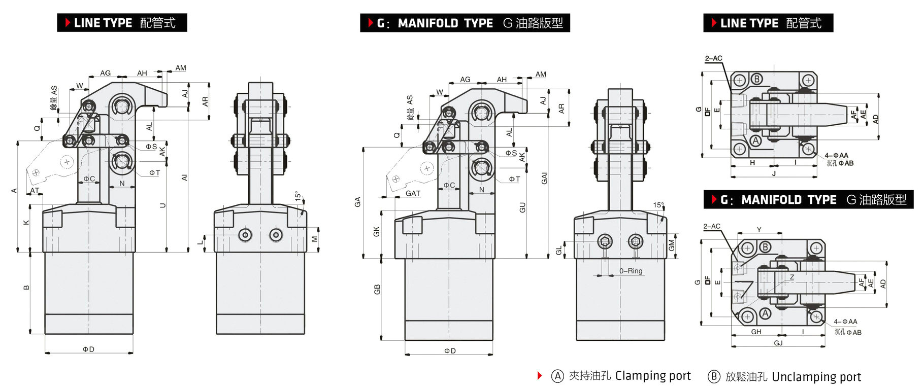 G Clamp Drawing Hydraulische Hebelspanner Clf5h Clka Lhc01 Clamptek Spanner