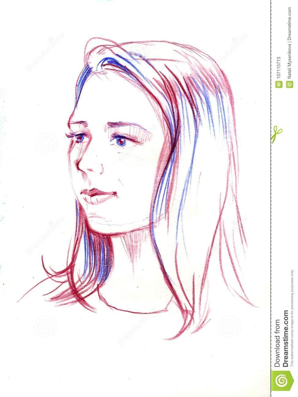 Girl Drawing Dog Filter Drawing Portrait Of Young Woman Female Face Sketch Of Beautiful