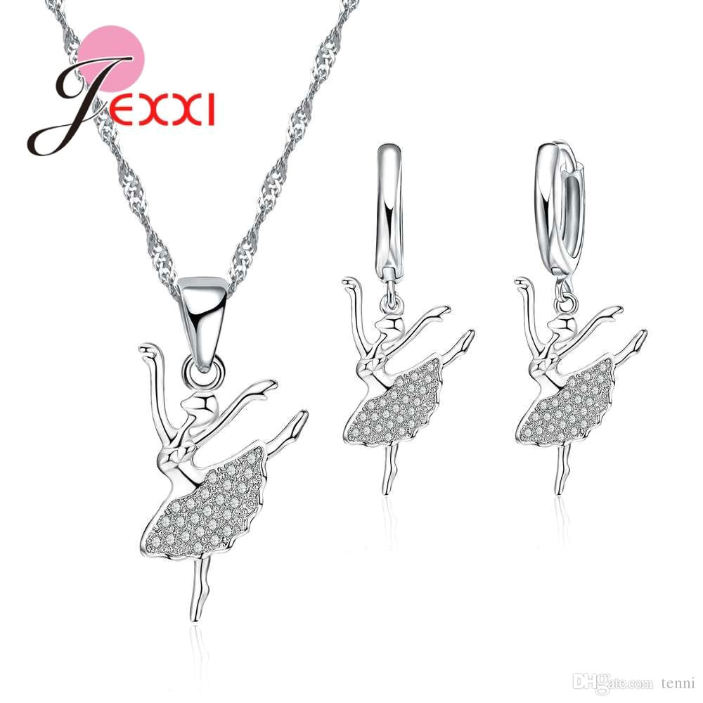 Girl Drawing Necklace 2019 Jexxi Party 925 Sterling Silver Statement Necklaces Earrings