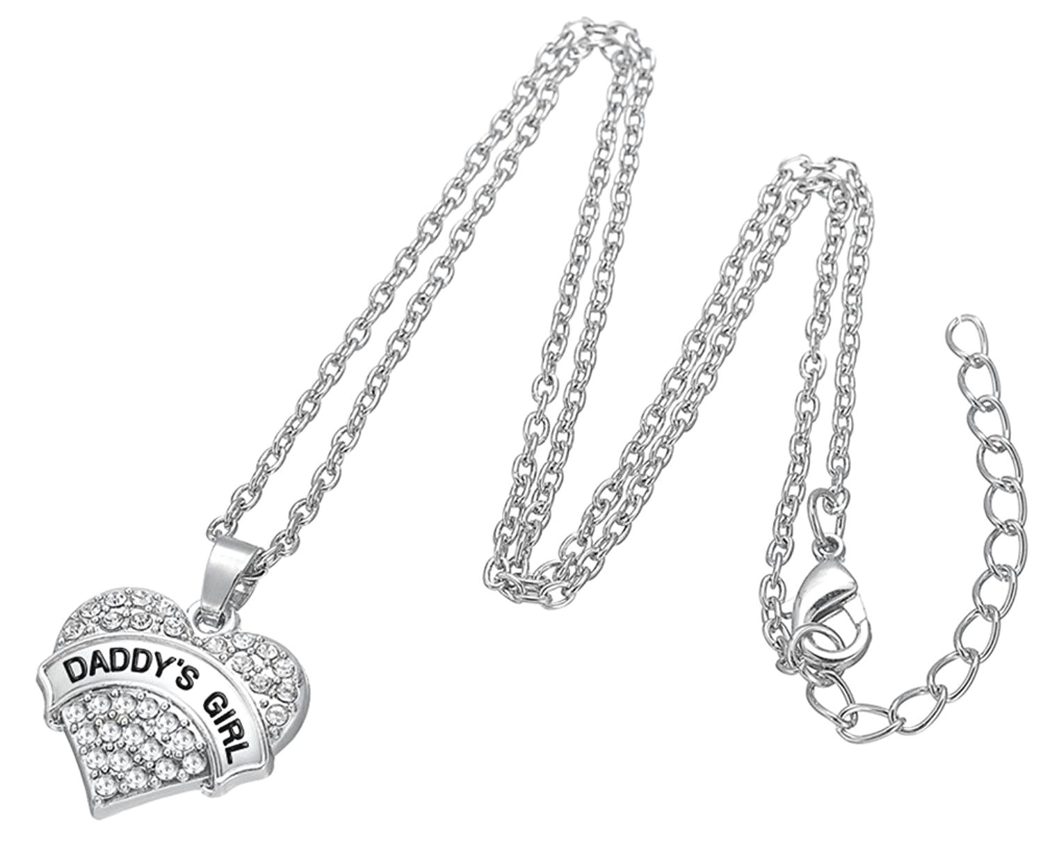 Girl Drawing Necklace Daddy S Girl Silver tone Engraved Heart Necklace Gift for Daughters