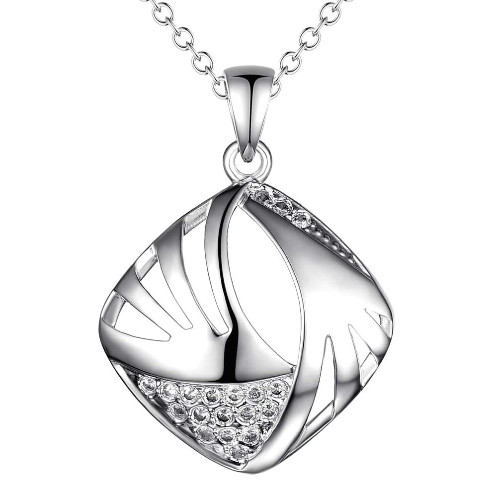 Girl Drawing Necklace wholesale Crystal Silver Necklace Pendent for Girl Women Geometric