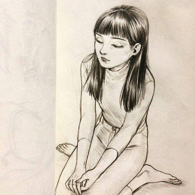 Girl Drawing Night the Night is Ripe Pencil Drawing Night Artistsoninstagram