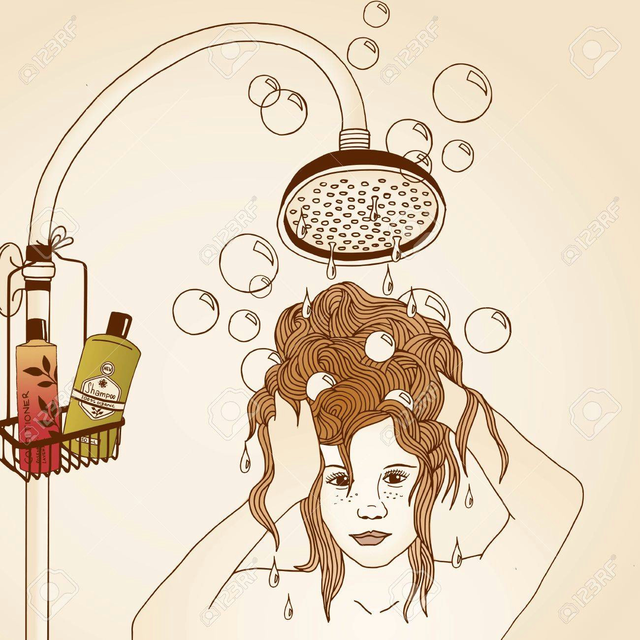 Girl Drawing No Color Hair Care Illustration No 13 Colored Royalty Free Cliparts Vectors