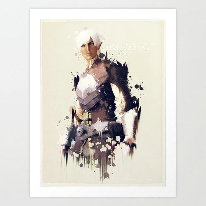 Girl Drawing society6 Fenris Watercolour Art Print by Glasshalla society6