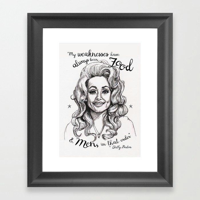 Girl Drawing society6 Pen Marker Drawing Of Dolly Parton Framed Art Print by Whiskey