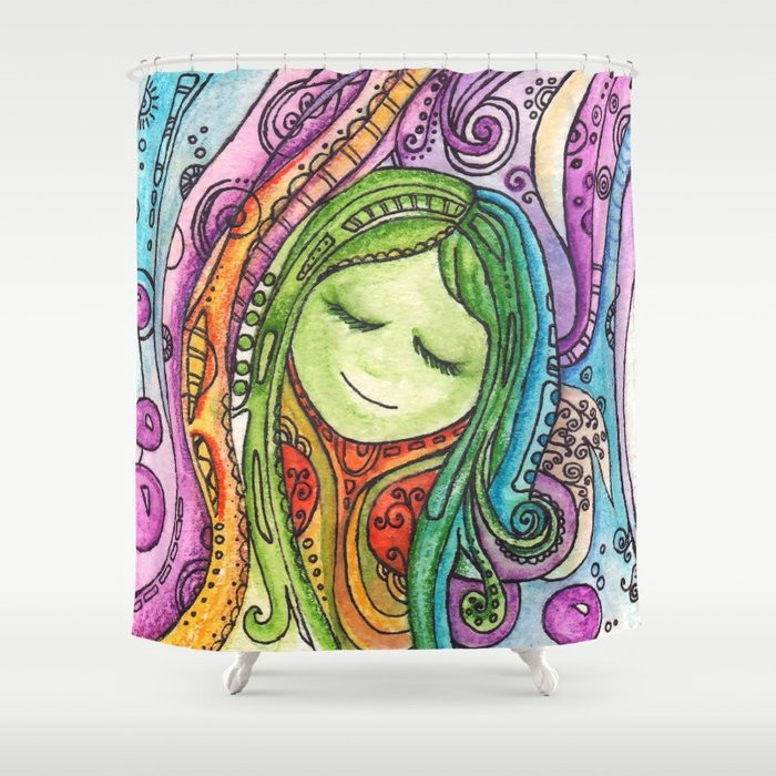 Girl Drawing society6 Watercolor Illustration Fairy Art Fantasy Mood Abstract Print Gift