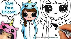 Girl In Unicorn Onesie Drawing Draw so Cute Youtube A Izim Cute Drawings Drawings Cute Girl