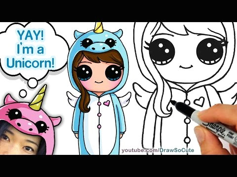 Girl In Unicorn Onesie Drawing How to Draw Cute Girl In Unicorn Onesie Easy Eachnow Com