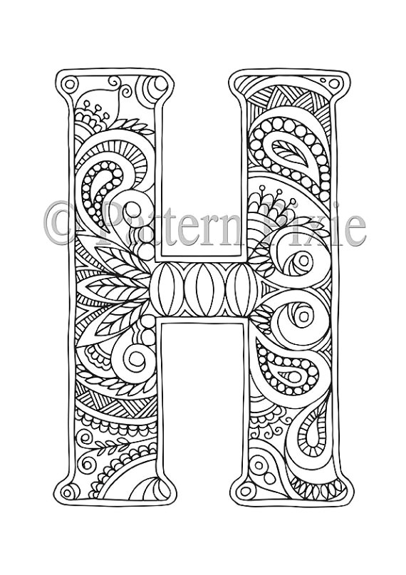 H Alphabet Drawing Adult Colouring Page Alphabet Letter H Products Pinterest
