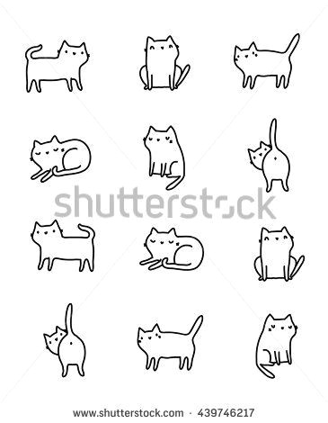 Hand Drawing Of A Cat Funny Hand Drawn Cats Animals Vector Illustration with Adorable